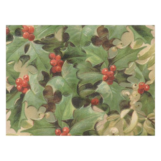 Holly Tree Kerstvakantie Vintage Tafelkleed (Voorkant (Horizontaal))