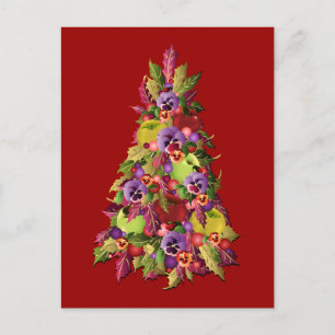 Holly Tree met appels en pansies Briefkaart