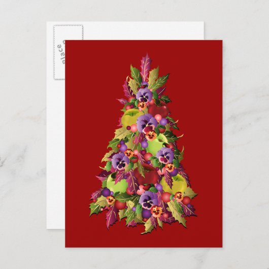 Holly Tree met appels en pansies Briefkaart (Voorkant / Achterkant)