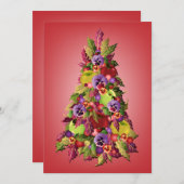 Holly Tree met appels en Pansies Roze Kerstmis Kaart (Voorkant / Achterkant)
