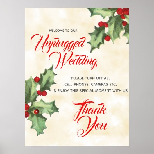 Holly Unplugged Wedding Sign Poster (Voorkant)