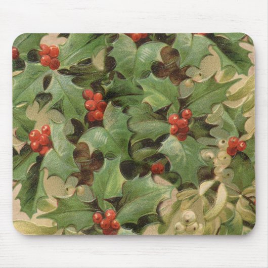 holly vertrekt berries  kunstdrukken kerstmis muismat (Voorkant)
