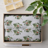 Holly with Red Berries on Ivory Background Tissuepapier (Geschenk)