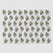 Holly with Red Berries on Ivory Background Tissuepapier (Voorkant)