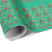 Holly Wrapping Paper Cadeaupapier (Rol Hoek)