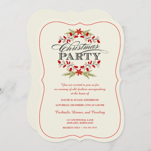  Holly Wreate Kerstfeestdagen Kaart (Voorkant / Achterkant)