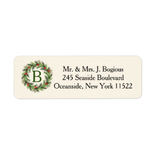 Holly Wreater Return Address Label