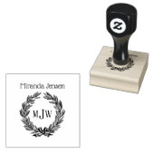 Holly Wreath 3 Initiaal Monogram Naam Rubberstempel (Gestempeld)