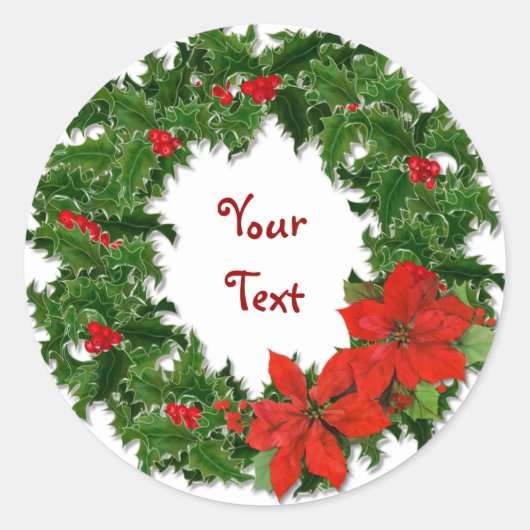 Holly Wreath Aanpassen Ronde Sticker (Voorkant)