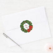 Holly Wreath Aanpassen Ronde Sticker (Envelop)
