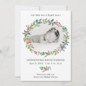 Holly Wreath Baby Boy Faire-part de naissance de v (Devant)