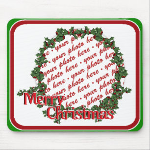 Holly Wreath Circle Photo Lijst Muismat