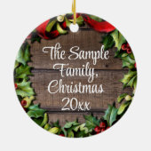 Holly Wreath Foto gepersonaliseerd Ornament (Achterkant)