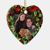 Holly Wreath Heart Photo Personalized Ornament (Rechts)