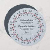 Holly Wreath Holiday Potluck Party Invitation Card (Devant / Derrière)