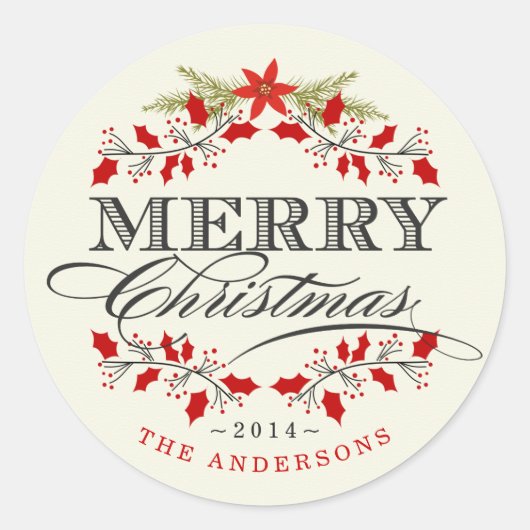  Holly Wreath Kerstkrans Sticker (Voorkant)