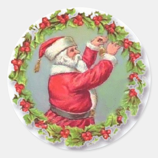 Holly Wreath  Kerstvakantie Ronde Sticker (Voorkant)