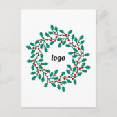 Holly Wreath Logo Business Feestdagenkaart (Voorkant)