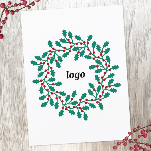 Holly Wreath Logo Business Feestdagenkaart