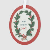 Holly Wreath Merry Kerstacrylische kerst Ornament (voorkant)