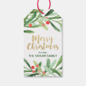Holly Wreath Merry Kerstmis Cadeaulabel (Voorkant)