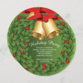 Holly Wreath Noël Fête Invitation (Devant / Derrière)