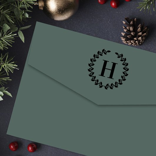 Holly Wreath Persoonlijk kerstInitiaal Zelfinktende Stempel