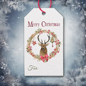 Holly Wreath Red Bow Reindekerst Cadeaulabel