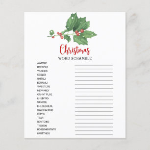 Holly Wreath Word Scramble Kaart