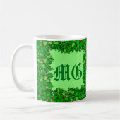 Holly Wreator met Monogram, Deep Green Coffee Mok (Links)