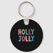 Holly Xmas Jolly Vibes Groovy Retro Hipe Christmas Sleutelhanger (Voorkant)