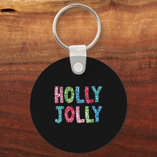 Holly Xmas Jolly Vibes Groovy Retro Hipe Christmas Sleutelhanger (Voorkant)