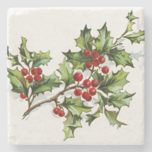 HollyBerries 001 Stenen Onderzetter