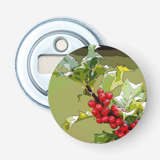 HollyBerries 005 Button Flesopener (Voorkant)