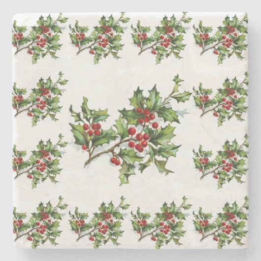 HollyBerries Stenen Onderzetter (Voorkant)