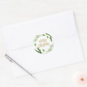 Hollybes Waterverf Kerst Ronde Sticker (Envelop)
