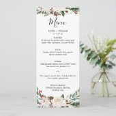 Hollybessen en bloemrijke kerstbruiloft diner menu (Staand voorkant)