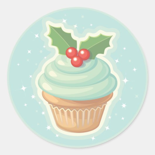 HollyDay Cupcake Ronde Sticker (Voorkant)