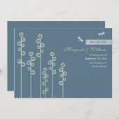 Hollyhock & Dragon Fly Save the Date Aankondiging (Voorkant / Achterkant)