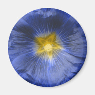Hollyhock Flower Beautiful Blue Magnet