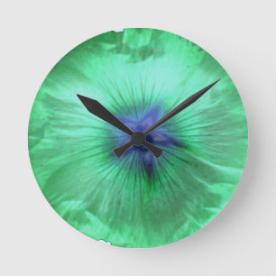 Hollyhock Flower Ggloing Green Wall klok