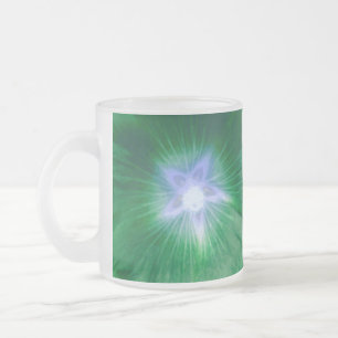 Hollyhock Flower Gorgey Green Frosted Glass Mug