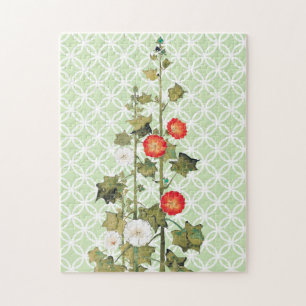 Hollyhock Flowers Art Puzzel