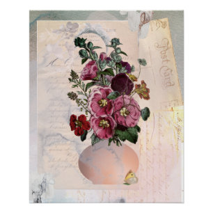  Hollyhock in Letters Collage Perfect Poster