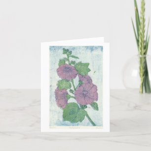 Hollyhock Intaglio + Japans houtblok Print Kaart