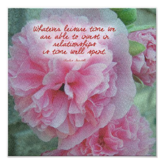 Hollyhock Pink Flowers Quote Foto Afdruk (Voorkant)