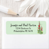 Hollyhock rouge avec étiquette d'adresse de retour (En situation)