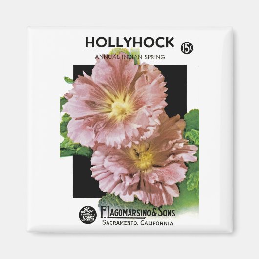 Hollyhock Seed Packet Magneet (Voorkant)