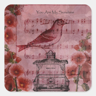  Hollyhock Song Bird Vierkante Sticker