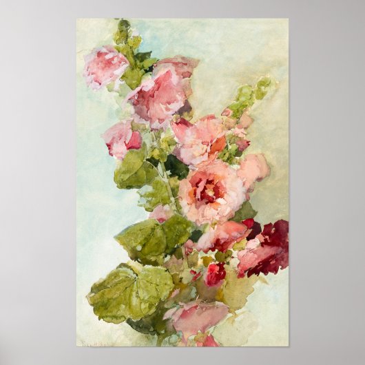 Hollyhocks door Franz Bischoff Poster (Voorkant)